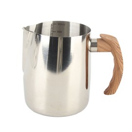 Milk Frothing Cup Inner Scale 304 Stainless Steel Dripless Spout Coffee Steaming Pitcher with Handle Original Color 1000ml