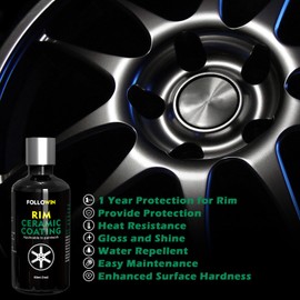 FOLLOWIN Wheel Rim Ceramic Coating Kit - Repels Brake Dust, Dirt, Stains & Water - Hydrophobic Ceramic Coating for Wheels, 50ml - Ceramic Coat Protection for Alloy & Metal Rims