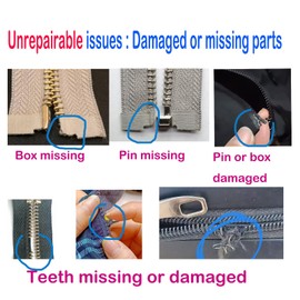 cpqakb 12 Pcs Zipper Pull Replacement 5 Zippers Repair Kit #5 Lockable Sliders, Bottom and Top Stop, Fix Zip Head On for Repairing Coats,Jackets, Metal Plastic and Nylon Coil Zippers.