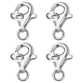 4-Pack Necklace Clasp, Lobster Clasps & Sterling Silver Clasps | 7x4mm Secure Jewelry Closures for DIY Bracelets, Necklaces, Pendants (Silver, Hypoallergenic)
