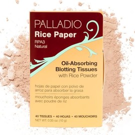 Palladio - Papeles faciales de arroz para piel grasa, hojas absorbentes para el rostro hechas de arroz natural, papel absorbente de aceite con polvo d