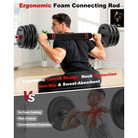 UNNMIIY Adjustable Dumbbells, 20/30/45/70/90lbs Free Weight Set with Connector,5 in1 Dumbbells Set Used as Barbell, Kettlebells, Push up Stand, Fitness Exercises for Home Gym Suitable Men/Women