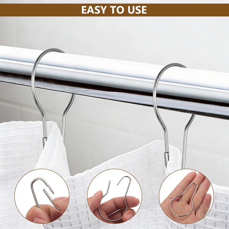 50 Pcs Metal Shower Curtain Hooks, Silver Shower Curtain Rings