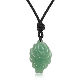 COAI Power Stone Nine-tailed Fox Amulet Necklace, green aventurine, green aventurine