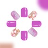 24 Pcs Press on Nails Short Square,YIHONGYUAN Purple Glossy Fake