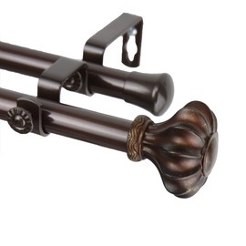 Rod Desyne Flair Double Window Curtain Rod Set, 120 to 170-Inch, Cocoa