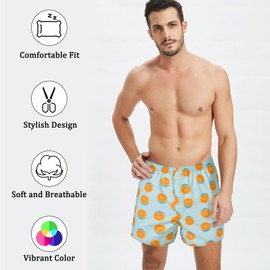 CINVIK Mens Boxer Underwear Shorts Cotton Loose Fit Boxers Sleepwear Turquoise Green Oranges M