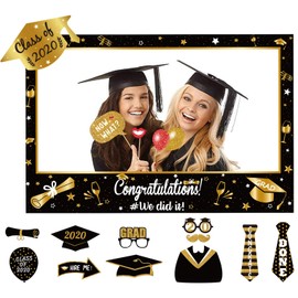 Large Size Graduation Photo Frame + 14 Congrats Photo Booth Props Party Supplies - Grad Class of 2022 Decorations Favors (Assembly Needed)