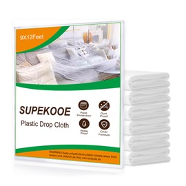 Plastic Drop Cloth,12 x 9 Ft Plastic Sheeting for Painting,Thick Dust-Proof Tear-Resistant Painters Plastic Dust Tarp for Furniture Car(2 Pack)