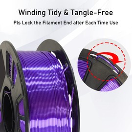 Silk Shiny Luster Dark Violet Purple PLA 3D Printing Filament, 1KG 2.2Lbs 1.75mm 3D Print Material with High Diameter Accuracy, Neatly Wound Silk PLA Widely Support for FDM 3D Printers by MIKA3D