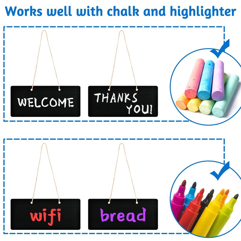 10pcs Chalk Board, Small Chalkboard Signs Erasable Wooden Rectangle with