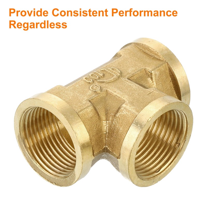sourcing map Brass Tee Pipe Fitting, G3/4" x G3/4" x