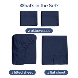 Bamboo Sheets King Size - Cooling Sheets for King - 100% Rayon Derived from Bamboo - Soft, Breathable & Hotel Luxury Bedding - 1 Flat & 1 Fitted and 2 Pillowcases w/ 16 Inch Deep Pockets - Navy Blue