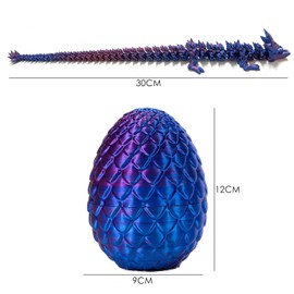 NyxSeat 1 Piece 3D Printed Dragon with 1 Dragon Egg, Dragon Egg Set, Fully Movable Crystal Dragon Toy, Dragon Desk Toy with Flexible Joint, Executive Desk Toy (Purple)