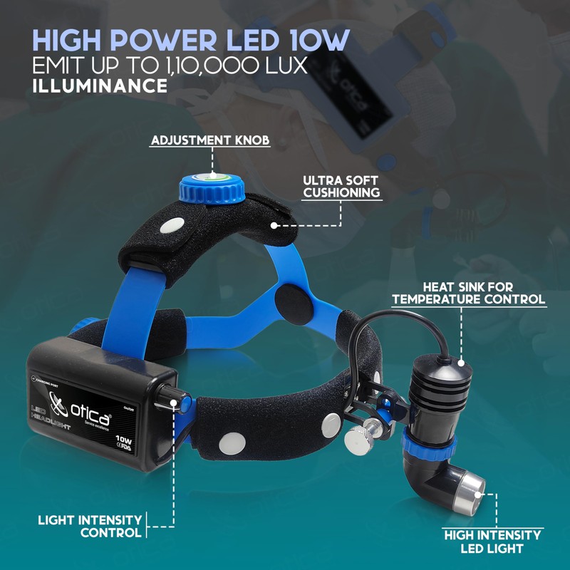 OTICA 10 Watt ENT Surgical LED Headlight for Doctors Hospital