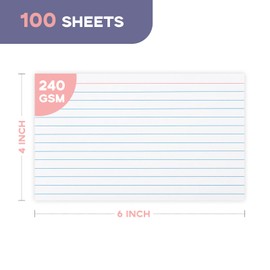 Heavy Weight Index Cards 4x6 Ruled - Goefun 240GSM/90LB 100 Pack White Lined Note Cards 4 x 6 Flashcards for Studying, Note Taking and To Do List