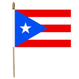 12 Pack Small Puerto Rico Flag Stick 5.3'' x 8.3'' - Handheld Puerto Rico Flags with Wooden Sticks Spear Top, Mini Country Flag Hand Waving Sticks for National Day Puerto Rico Party Decorations
