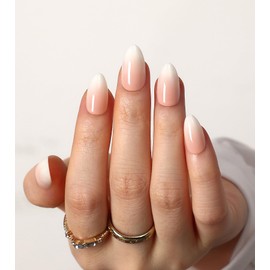 Morily 30Pcs Press on Nails Short Almond, Ombre Pink Fake Nails Acrylic False Nail Tips Reusable Full Cover Stick on Nails for Women - 15 Sizes