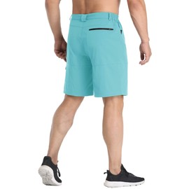 MAGCOMSEN Pantalones cortos tácticos para hombre con 5 bolsillos de secado rápido, protección solar, resistentes a desgarros, Azul agua, 38