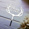 Decoración para tarta de cumpleaños de Antlers (acrílico plateado espejo)