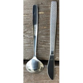 1980's United Airlines Steel Knife and Spoon Set   “New Old Stock”