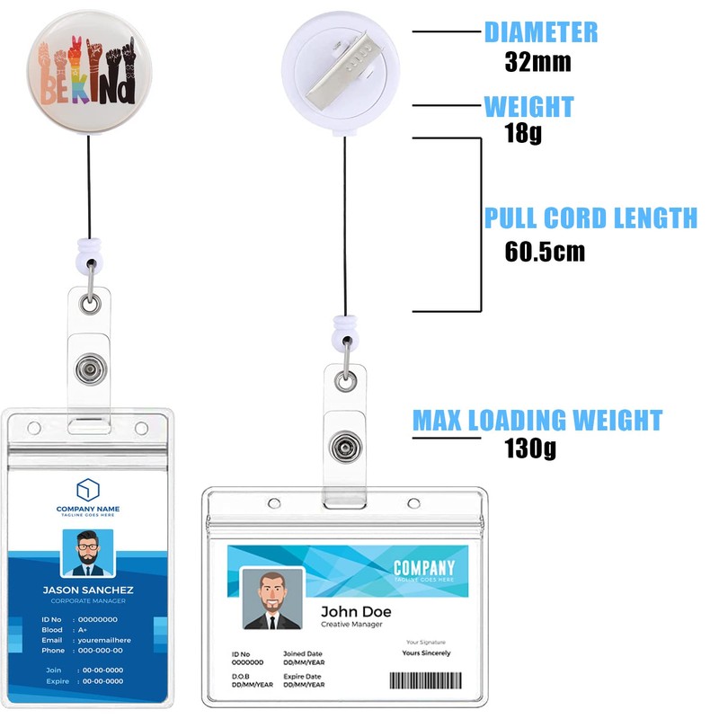 Retractable Badge Reel, Be Kind, 3*3cm