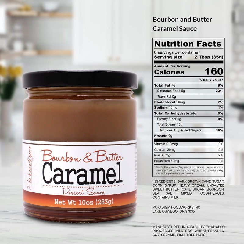 Paradigm Foodworks Bourbon & Butter Caramel Sauce, 10 Ounce