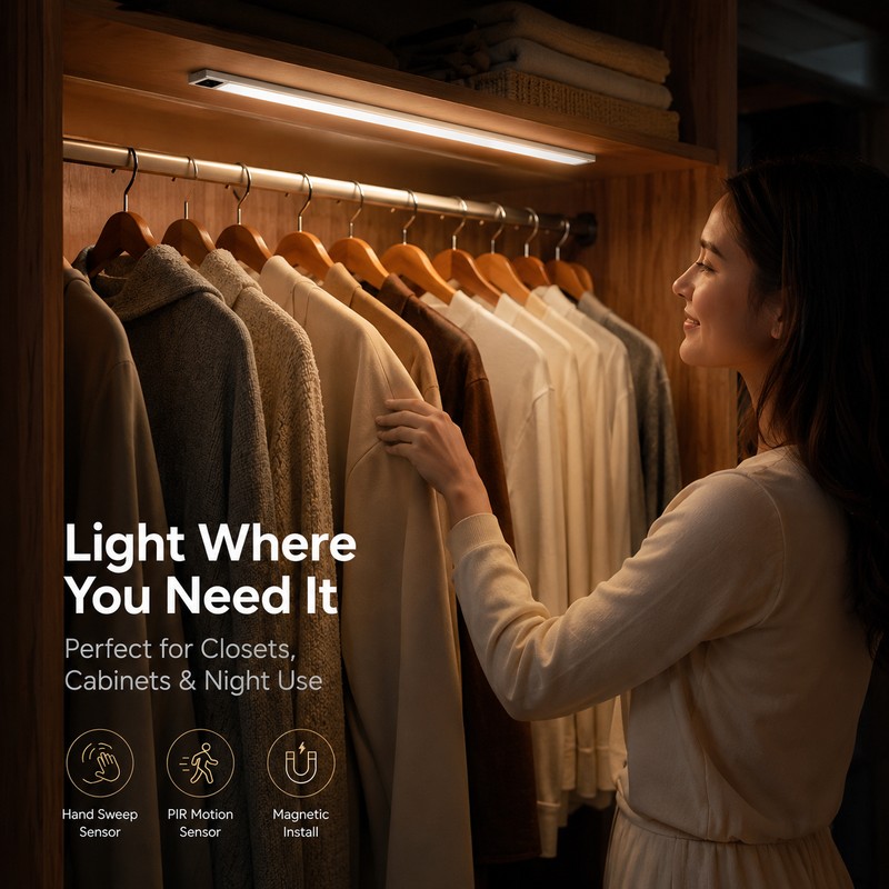Rechargeable LED Cabinet Light for Indoor Spaces – Ultra-Thin Motion