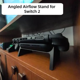 Falnvita Game Consoles Stand for Switch 2 (2025), Horizontal Angled Airflow Dock Stand for Switch 2 Shelves, Game Console Accessories for Shelves, Easy Docking and Undocking