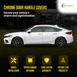 Trim Illusion Snap On Chrome Car Door Handle Cover Trim Accessories Compatible with Honda Civic 2022-2024, Works Over Keyless Sensors, DH336