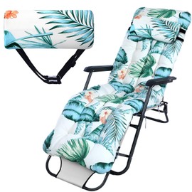 Wesiti Lounge Cushion 67 x 21 Inch Lounger Chair Cushion Indoor Outdoor Patio Chaise Pad Replacement Rocking Mat for Furniture Sofa Non Slip Floral Thick High Back Chair Pads with Headrest 8 Ties