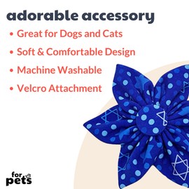 Huxley & Kent Pet Pinwheel | Hanukkah Stars & Dots (Large) | Hanukkah Holiday Collar Accessory for Dogs/Cats | Bow Collar Attachment | Cute, Comfortable Accessory | H&K Pinwheel for Pets