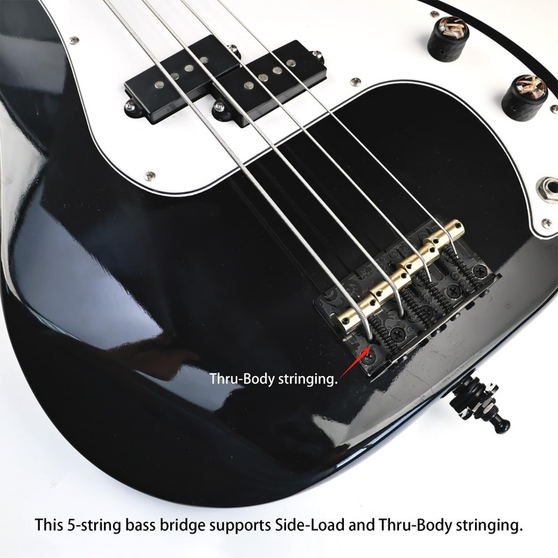 OVSAL Stainless Steel 4 String Fixed Engraved Electric Bass Bridge