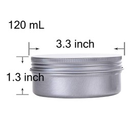 4 Ounce Aluminum Tin Jar Refillable Containers 120 ml Aluminum Screw Lid Round Tin Container Bottle for Cosmetic,Lip Balm, Cream, 12 Pack.