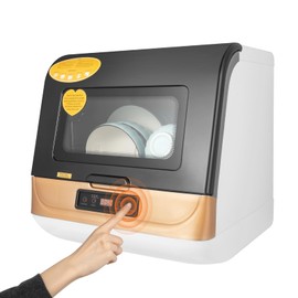 WUSILILU Portable Countertop Dishwasher, Spray Type Dishwasher, 3 Washing Conditions, Residual Temperature Drying + Air-cooled Drying, 110V (White)