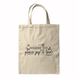 BWW Print - Wishing You Peace Joy And Love - Gift Bag | Canvas Tote - Tote Bag, Single Sided