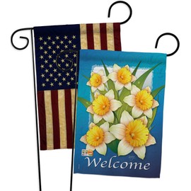 Breeze Decor Daffodils Garden Flag Pack Spring Floral Sunflower Tulip Rose Orchid Lilies Season Springtime Flower Wreath Vintage Applique House Banner Small Yard Gift Double-Sided, Made in USA