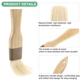 M METERXITY 2-Set Pastry Brush, Wooden Handle Natural Bristle Basting BBQ Oil Brush for Cooking/Barbecue/Kitchen [1 & 1.6 Inch]