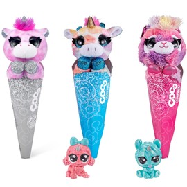 COCO Surprise Fantasy (3 Pack) by ZURU Plush Toys with Baby Collectible Surprise in Cone, Plush for Girls and Kids (Style May Vary)