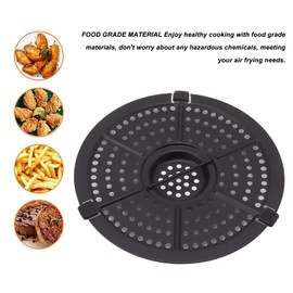 Air Fryer Replacement Grill Pan, Stainless Steel Crisper Plate Tray Non Stick Air Fryer Rack with Oil Brush, Air Fryer Replacement Parts, Heat Resistant, Dishwasher, 6.3 in