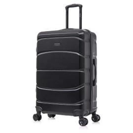 DUKAP SENSE Hardside Luggage with Spinner Wheels | 28 in Durable Lightweight Large Checked Suitcase for Travel | Zipper Clouser Suit Case with Gel Handles and Trolley | Black