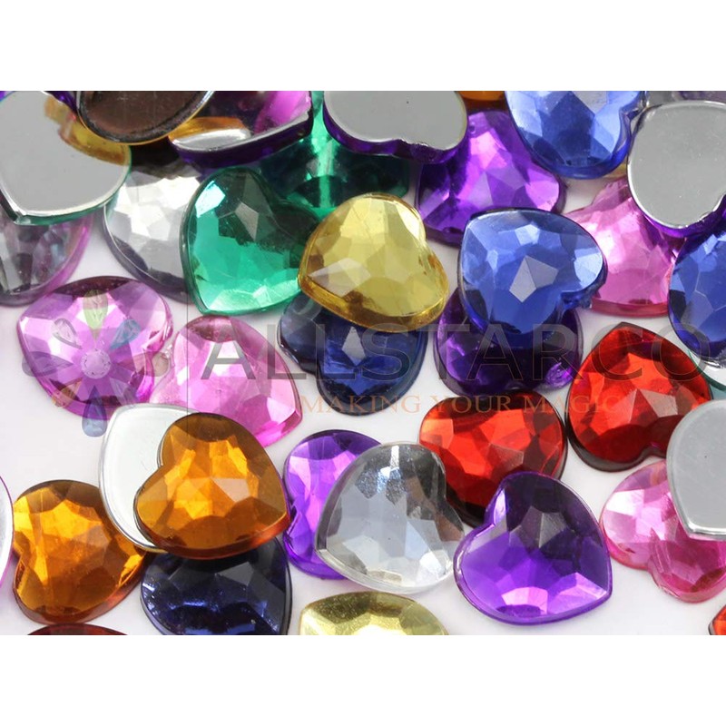 8mm Flat Back Heart Acrylic Rhinestones Tiny Face Gems Body
