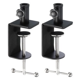 HJIAMA Pack of 2 Table Mount for Microphone, Aluminium Alloy C-Clamp, Double Ball-Assisted Rotation, with Sponge Base, Table Clamps, Suitable for Workbench, Desk, Bedside Table