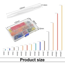 HASLED 840 Stück Breadboard Jumper Wires Set | 14 Größen (2-125mm) U-Form Steckbrücken | Mit Kunststoffpinzette | für die Verbindung von Brotschalen