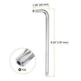 QUARKZMAN 2 Pieces T45 Tamper Proof Torx Keys Star Key Long Arm L-shaped 6 Point Key Chrome Vanadium Steel Hand Tool for Automotive/Home Repairs