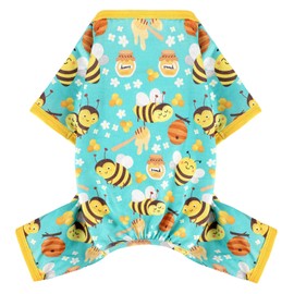 Dog Pajamas Pjs Spring Summer Dog Clothes for Small Dogs Girl Boy, Soft Stretchy Tiny Chihuahua Yorkie Puppy Clothes Doggie Onesies Cat Pet Jammies Outfit, Green Bee, S