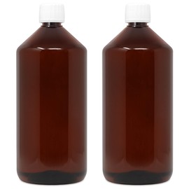 DistrEbution Empty Bottle Laboratory Bottle 1000 ml Brown with Lid Food Safe Pack of 2