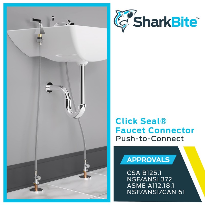 SharkBite 1/2 Inch Straight Stop x 1/2 Inch NPSM Click