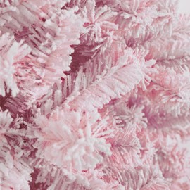 7.5FT 1,800 Tips Artificial Christmas Pine Tree Fake Xmas Spruce Trees Holiday Decoration with Metal Stand Easy Assembly for Outdoor and Indoor Decor Flocked Pink