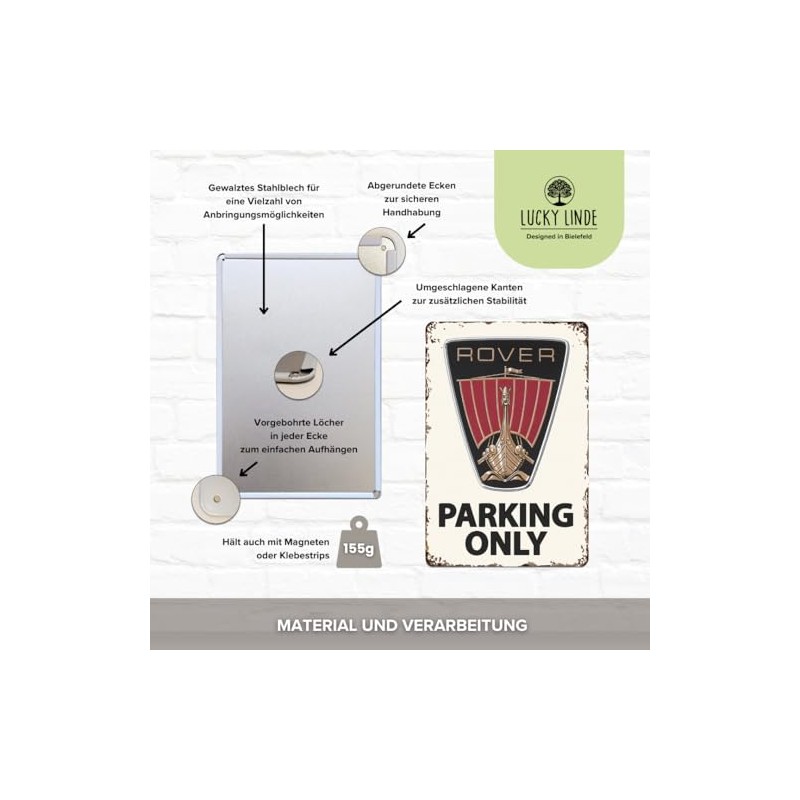 LUCKYLINDE Retro Tin Sign Suitable for Rover Oldtimer Fans and